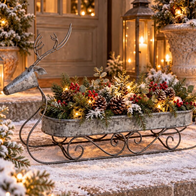 Сани декоративные CAMPO Home & Garden «Олень» 65x15,5x31,5 см
