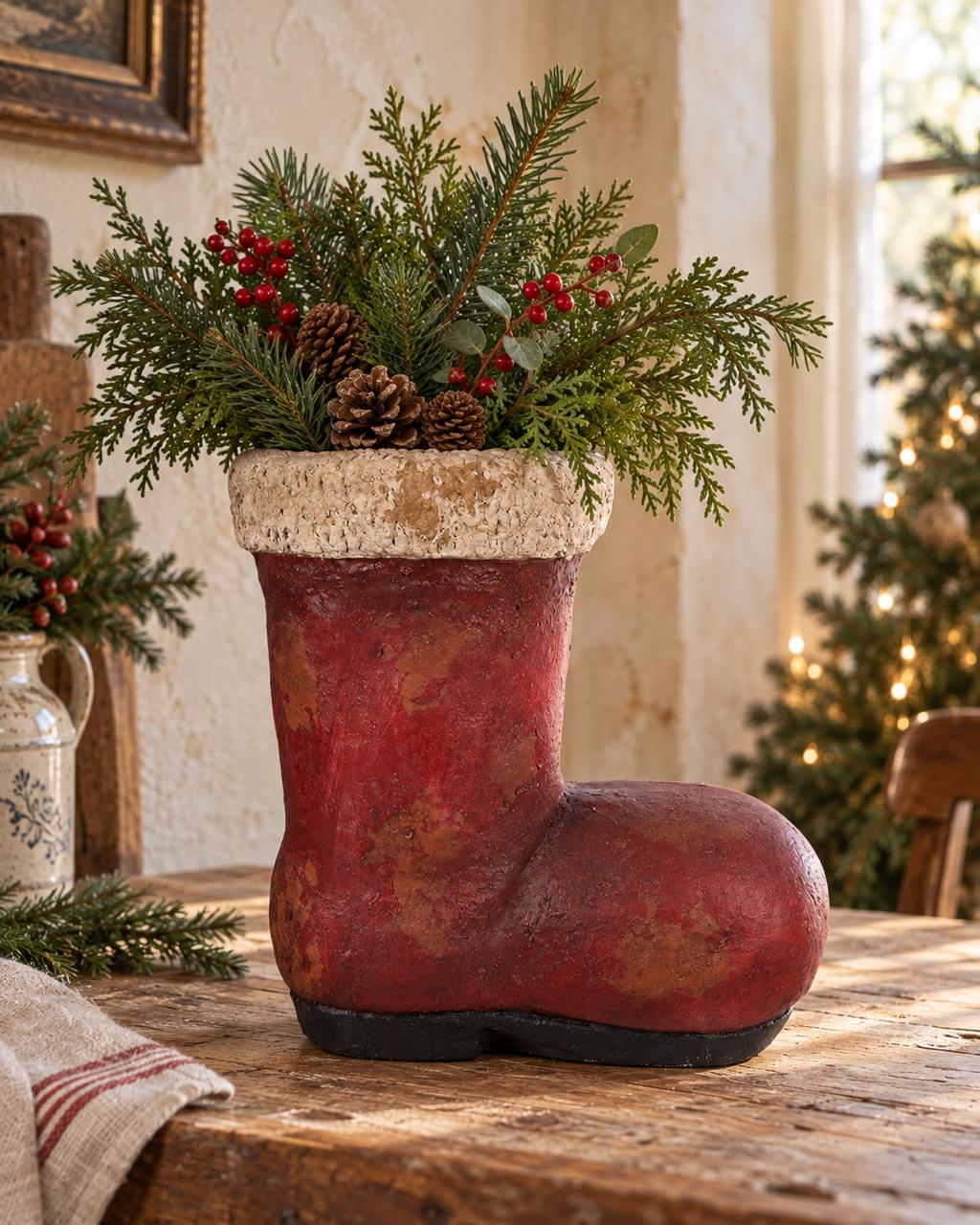 Декор «Сапог Санты» красный Clayre & Eef 28x18x30 см