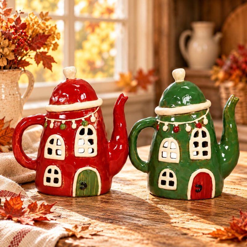 Подсвечник керамический CAMPO Home & Garden «Домик-чайник» в ассортименте 17,5x10x19,5 см